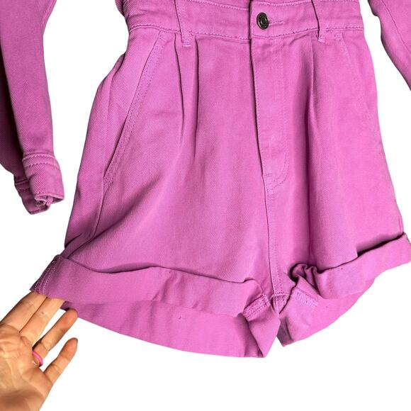 SALTWATER LUXE Jayde Utility Short Romper Ultra Violet Purple Women's Size XS - Picture 8 of 9
